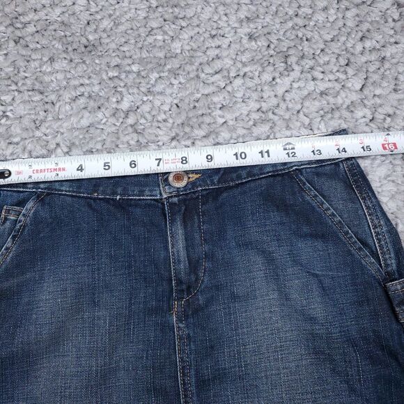 Banana Republic Y2K Denim Carpenter Skirt Raw Hem Women's Size 4 Knee Length - Picture 8 of 9